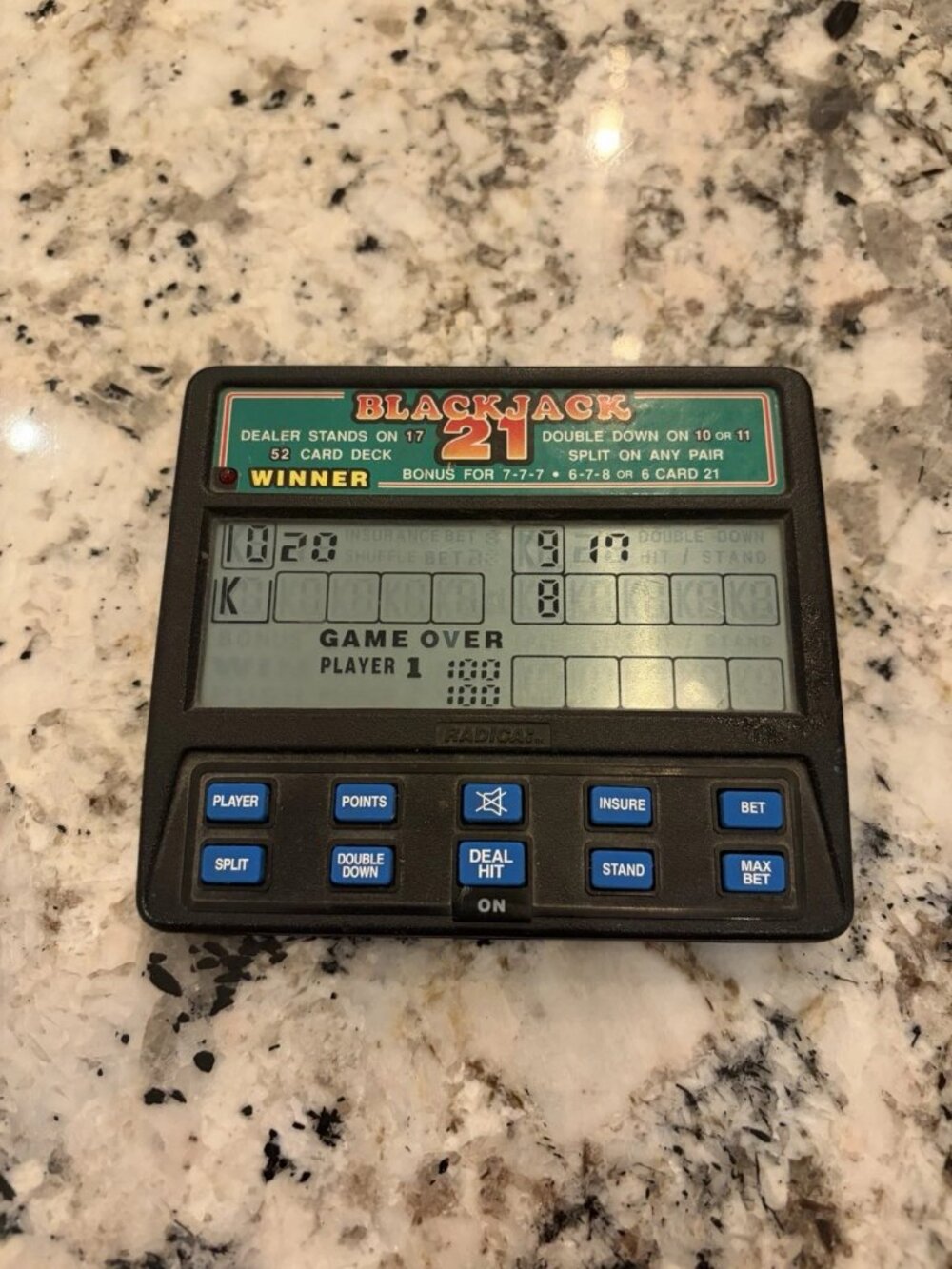 Radica Pocket Blackjack 21 Handheld Electronic Casino Game Tested Working